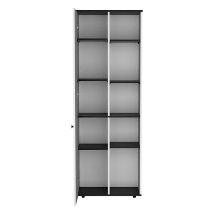 DEPOT E-SHOP Cary 67" H Kitchen Storage Cabinet With One Door, Five Interior Shelves and Five Exterior Shelves,White/Bla image 4