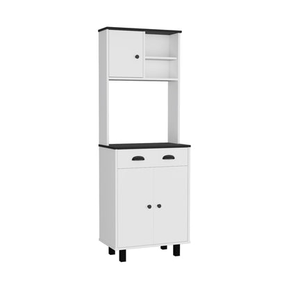 DEPOT E-SHOP Waco 67" H Kitchen Pantry with Two Cabinets, Two Open Shelves, and One Drawer,White/Black image 2
