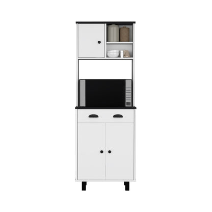 DEPOT E-SHOP Waco 67" H Kitchen Pantry with Two Cabinets, Two Open Shelves, and One Drawer,White/Black image 5