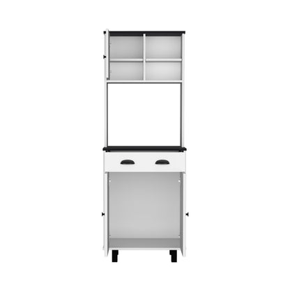 DEPOT E-SHOP Waco 67" H Kitchen Pantry with Two Cabinets, Two Open Shelves, and One Drawer,White/Black image 4