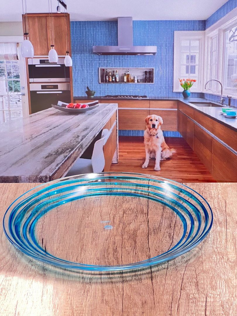Designer Swirl 12" Acrylic Dinner Plates Set of 4, Blue Plastic Plates Reusable, Unbreakable Kitchen Plates for All Occa image 3