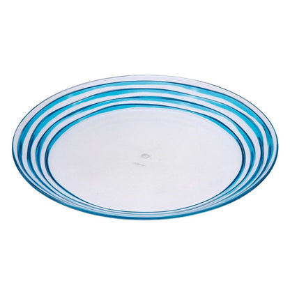 Designer Swirl 12" Acrylic Dinner Plates Set of 4, Blue Plastic Plates Reusable, Unbreakable Kitchen Plates for All Occa image 1