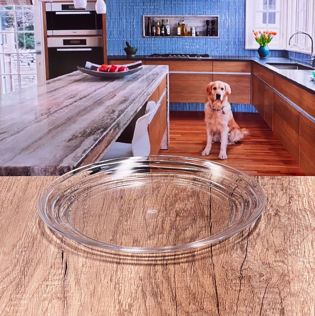 Designer Swirl 12" Acrylic Dinner Plates Set of 4, Crystal Clear Plastic Plates Reusable, Unbreakable Kitchen Plates for image 3