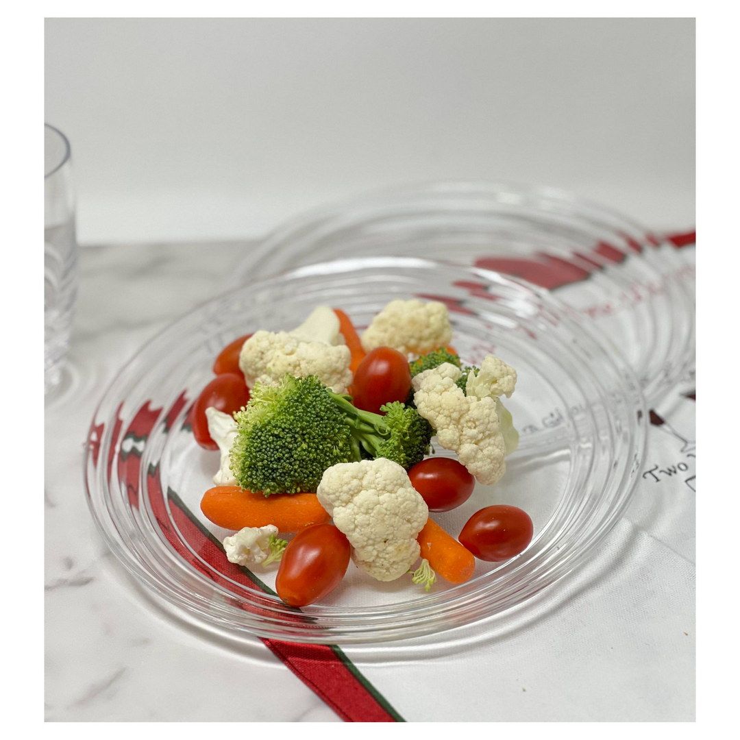 Designer Swirl 9" Plastic Dessert Plates Set of 4, Crystal Clear Plastic Plates, Kitchen Plates for All Occasions BPA Fr image 3