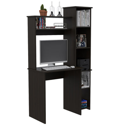Desk, Five Shelves, Two Superior Shelves, Black image 3