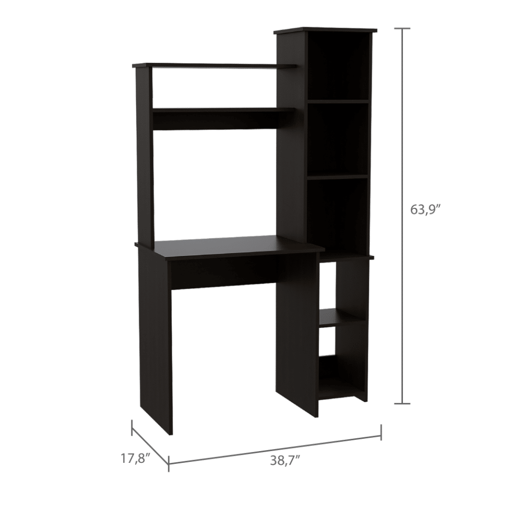 Desk, Five Shelves, Two Superior Shelves, Black image 5