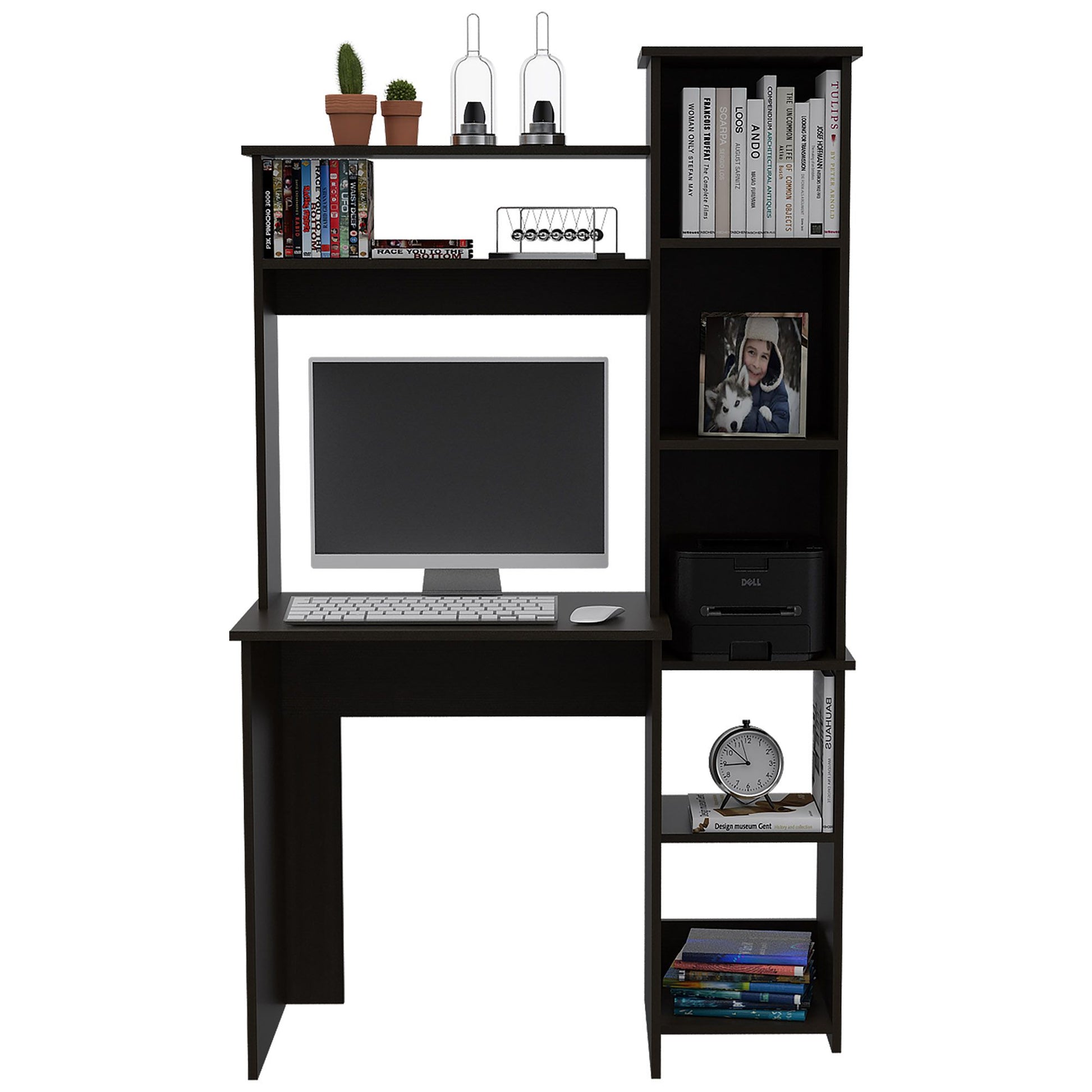 Desk, Five Shelves, Two Superior Shelves, Black image 2