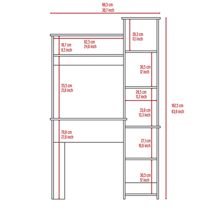 Desk, Five Shelves, Two Superior Shelves, Black image 6