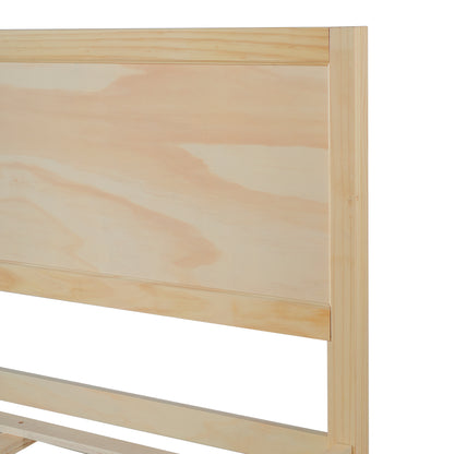 Queen Size Wood Platform Bed Frame with Classic Panel Headboard, Wooden Slats Support, No Box Spring Needed, Easy Assembly, Natural image 9