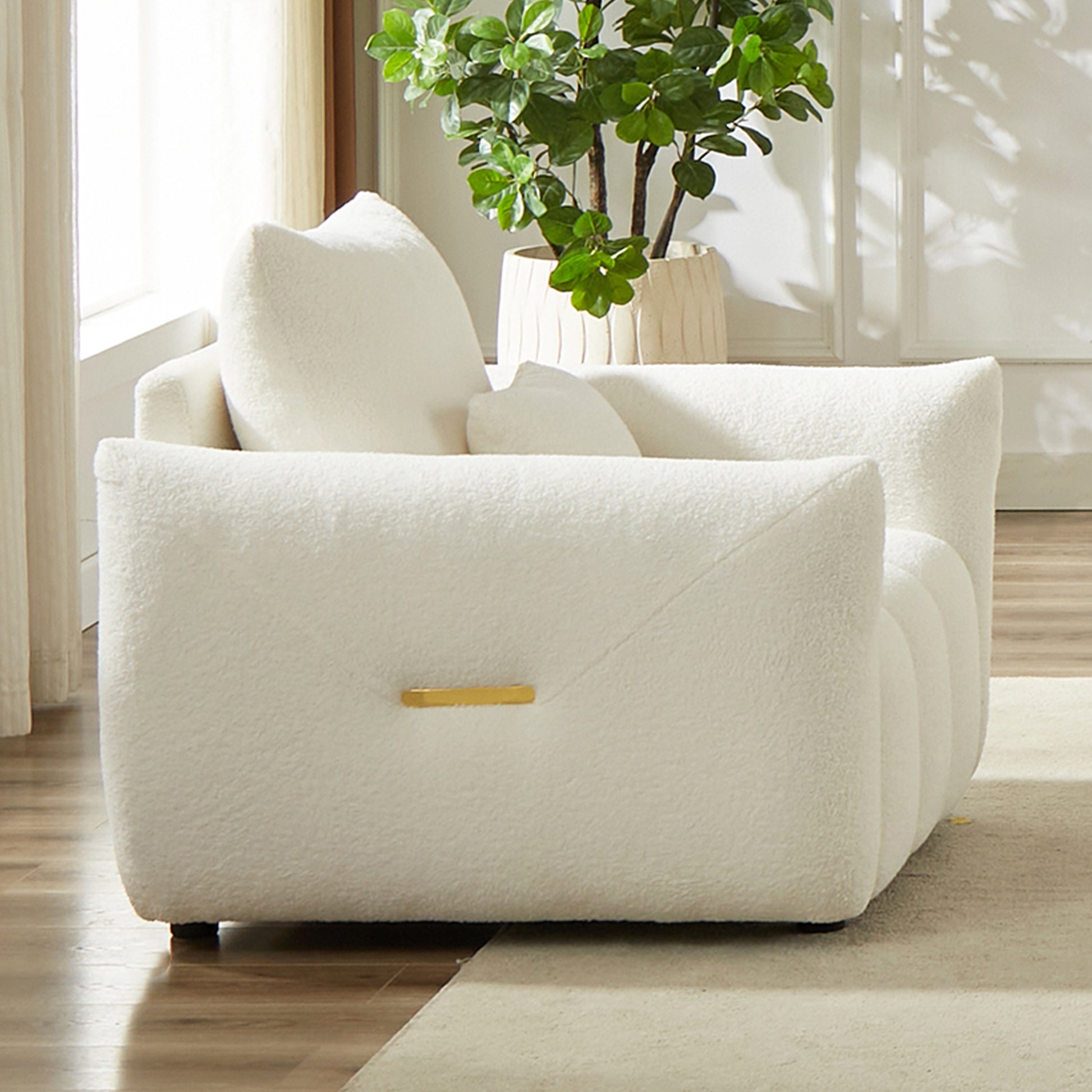 MH35.24''Teddy Fabric Sofa, Modern Lounge Chair, Upholstered with One Pillow for Apartment, Office, Living Room and Bedroom image 4