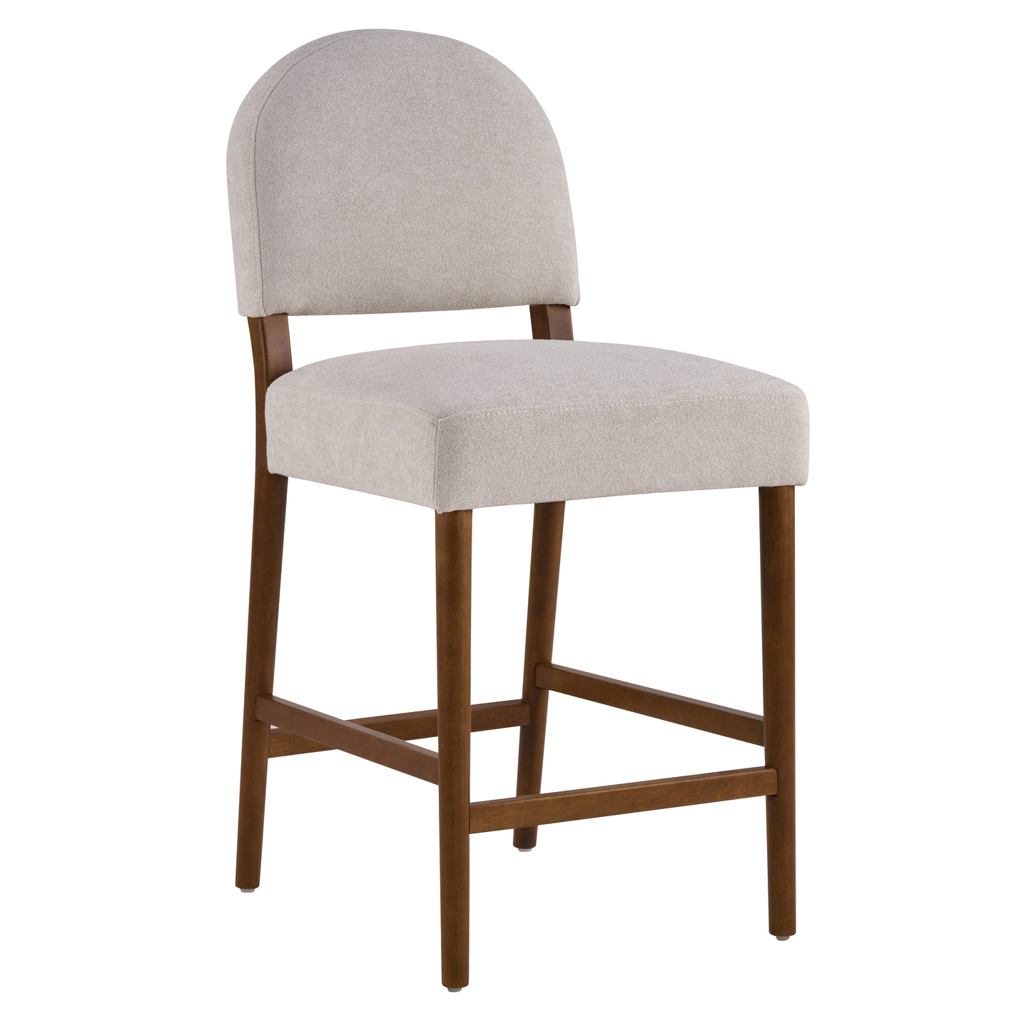 26'' Seat Height Light Gray Fabric & Walnut Rubberwood Bar Stool, Adjustable Floor Leveler, Spacious Seat for Kitchen Island(Light gray,set of 2) image 5