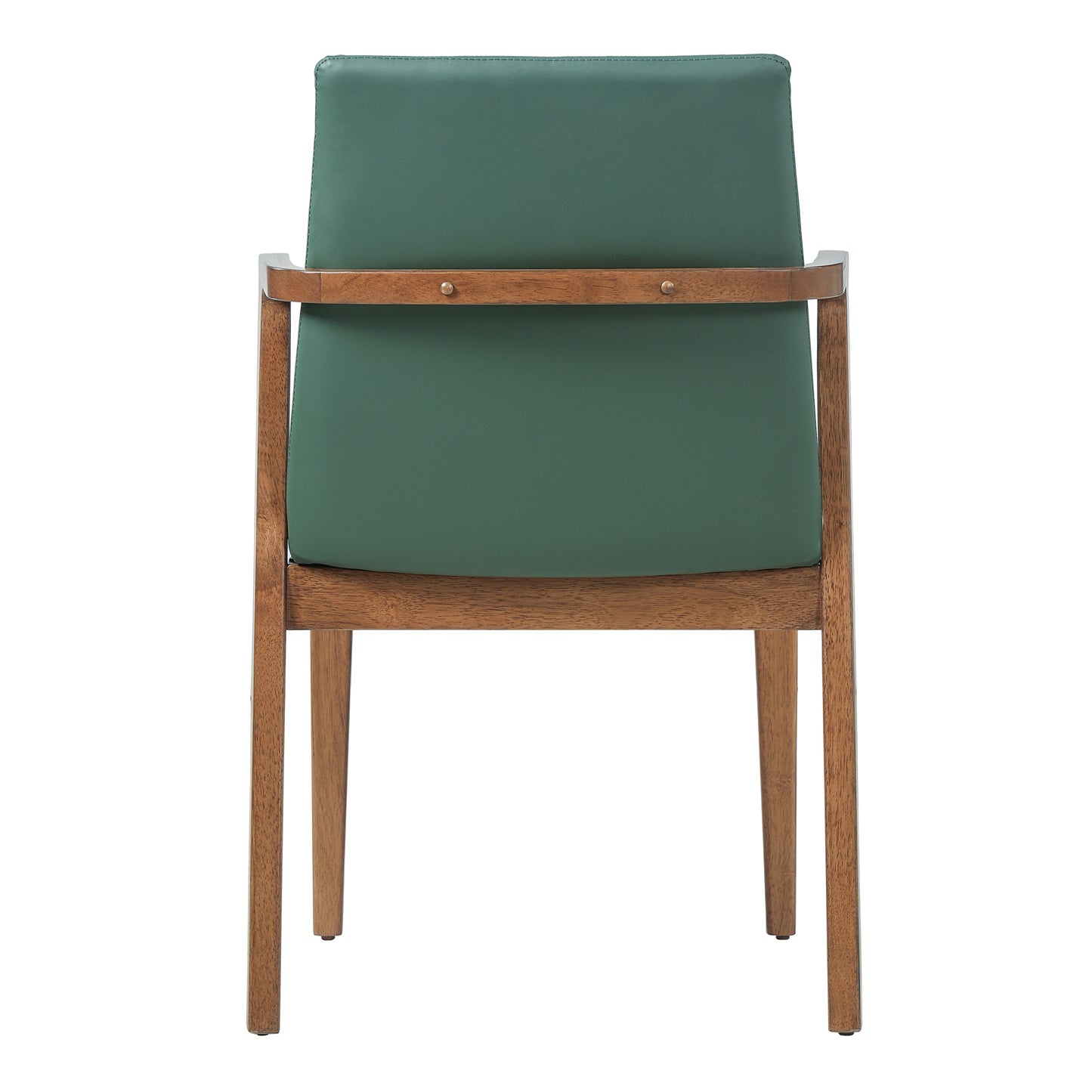 Mid-Century Modern Dining Chairs Set of 2 - Green PU Upholstered Armchairs with Walnut Color Rubber Wood Frame, 250lbs Capacity for Kitchen & Dining Room image 10