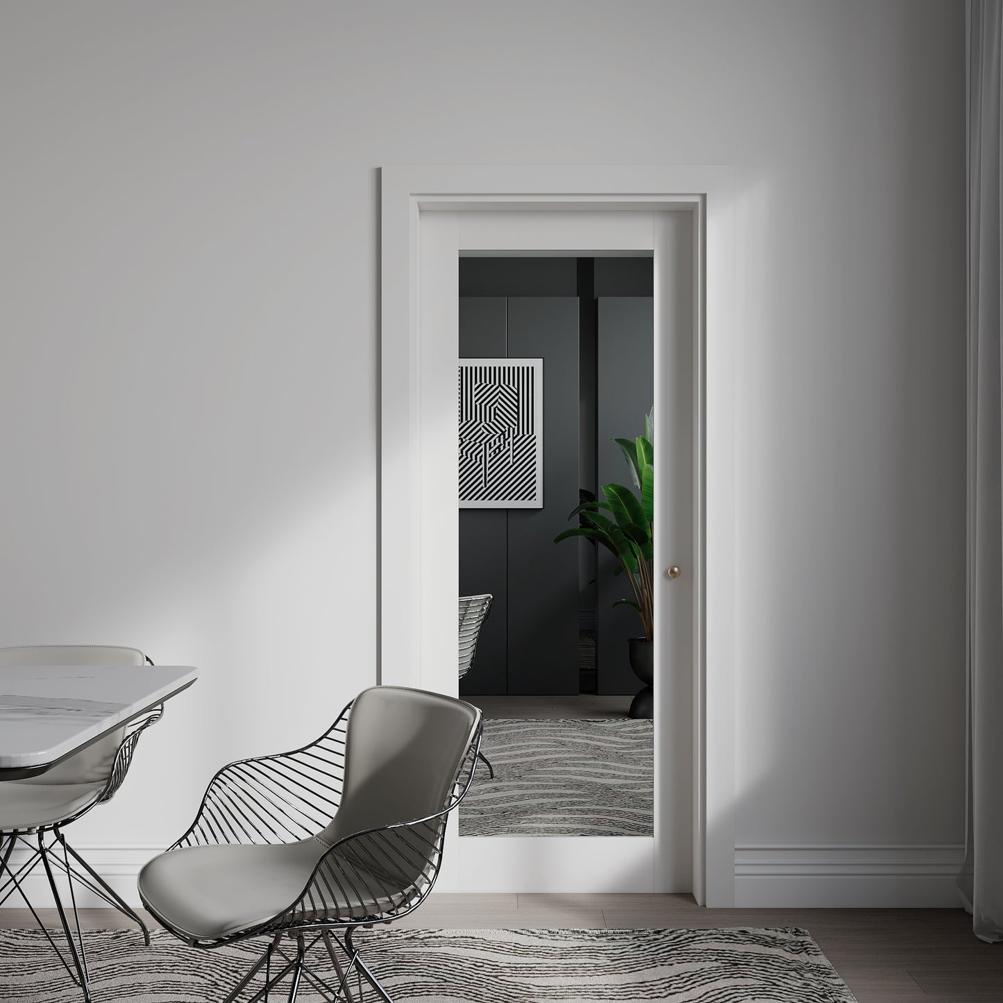 32" X 80"French Slab Door,1-Lite Mirror Solid Wood Slab Interior Doors Pre-Assembled for Pantry Laundry Closet Bathroom,White Primed Panel Door,w/o Hardware image 2