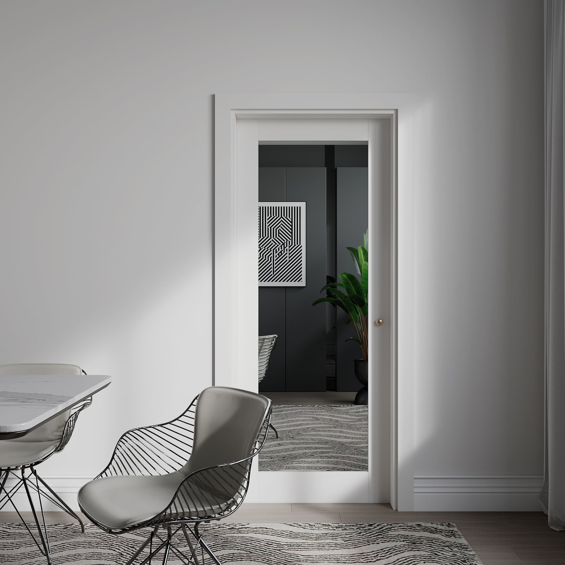 32" X 80"French Slab Door,1-Lite Mirror Solid Wood Slab Interior Doors Pre-Assembled for Pantry Laundry Closet Bathroom,White Primed Panel Door,w/o Hardware image 2