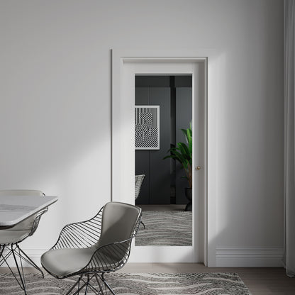 32" X 80"French Slab Door,1-Lite Mirror Solid Wood Slab Interior Doors Pre-Assembled for Pantry Laundry Closet Bathroom,White Primed Panel Door,w/o Hardware image 2
