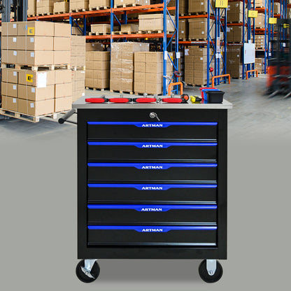 6 DRAWERS MULTIFUNCTIONAL TOOL CART WITH WHEELS-BLACK&BLUE image 11