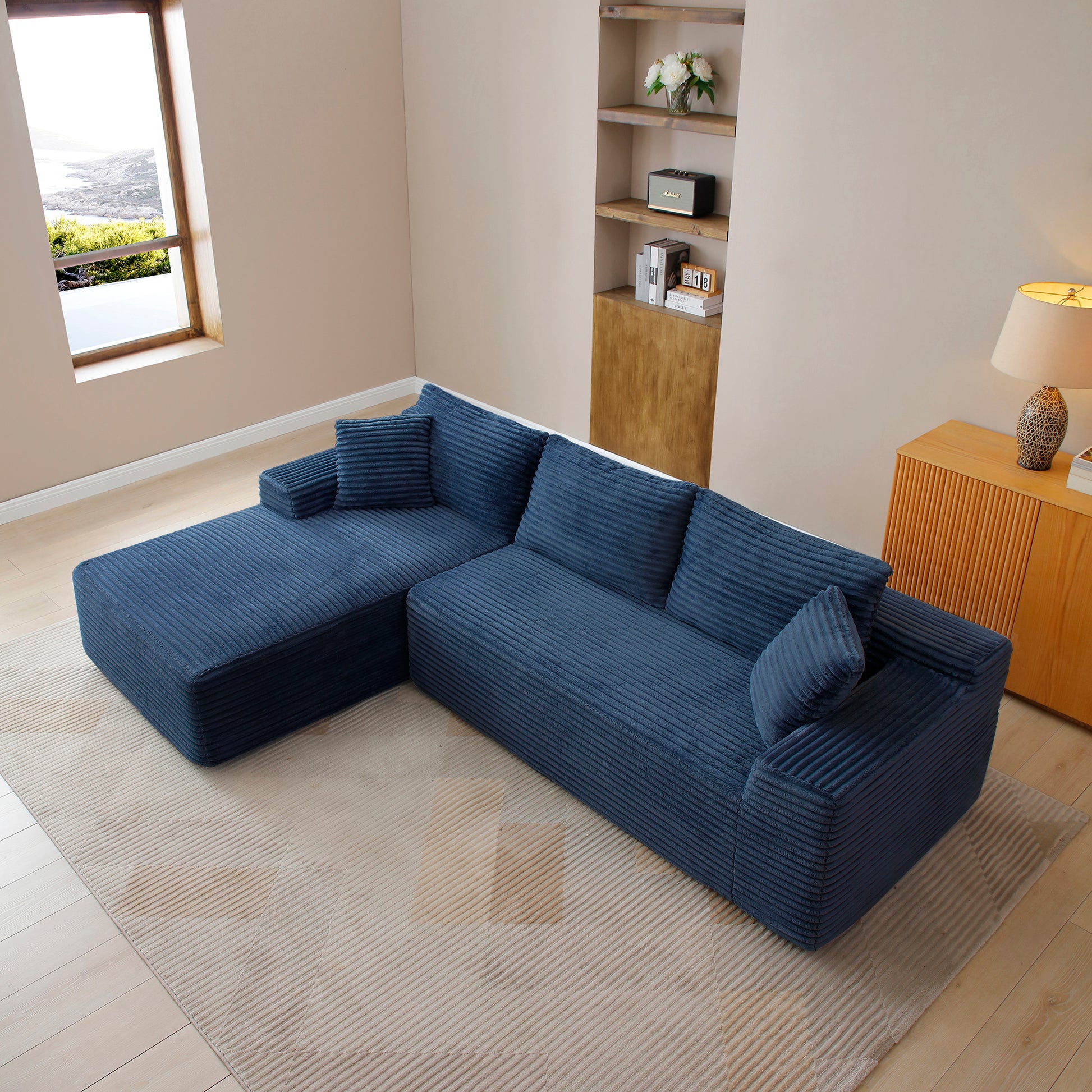 105'' Modular Sectional Sofa, Cloud Sectional Couch with Deep Seat, Modern Modular L-Shape Sofa Couch with Chaise,Upholstered Couches for Living Room Bedroom,No Assembly, (Blue) image 4