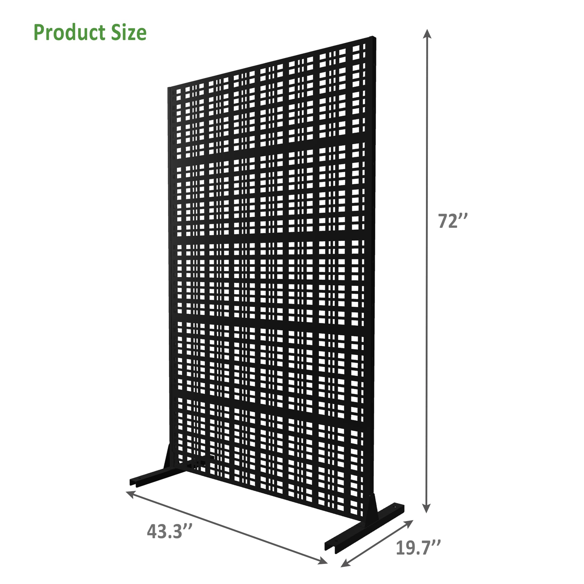 Metal Privacy Screens 72" H x 43.3" W Outdoor and Indoor Divider with Freestanding Decorative Privacy Screen Stylish Divider for Balcony, Patio, Garden & Indoor Spaces, Grid Black image 2