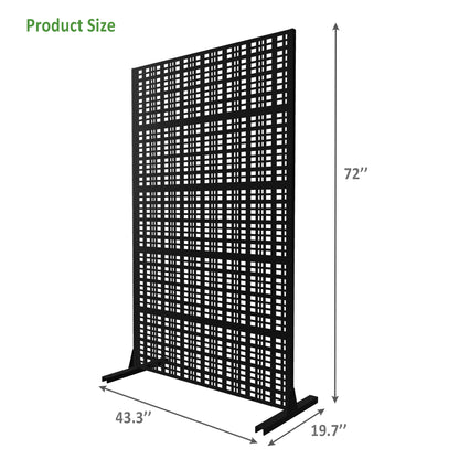 Metal Privacy Screens 72" H x 43.3" W Outdoor and Indoor Divider with Freestanding Decorative Privacy Screen Stylish Divider for Balcony, Patio, Garden & Indoor Spaces, Grid Black image 2