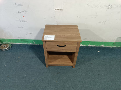 Wood Nightstand with Drawer and Open Shelf, Modern Bedside Table with Storage, Wooden End Table for Bedroom, Living Room or Apartment, Natural Finish, Brown image 9