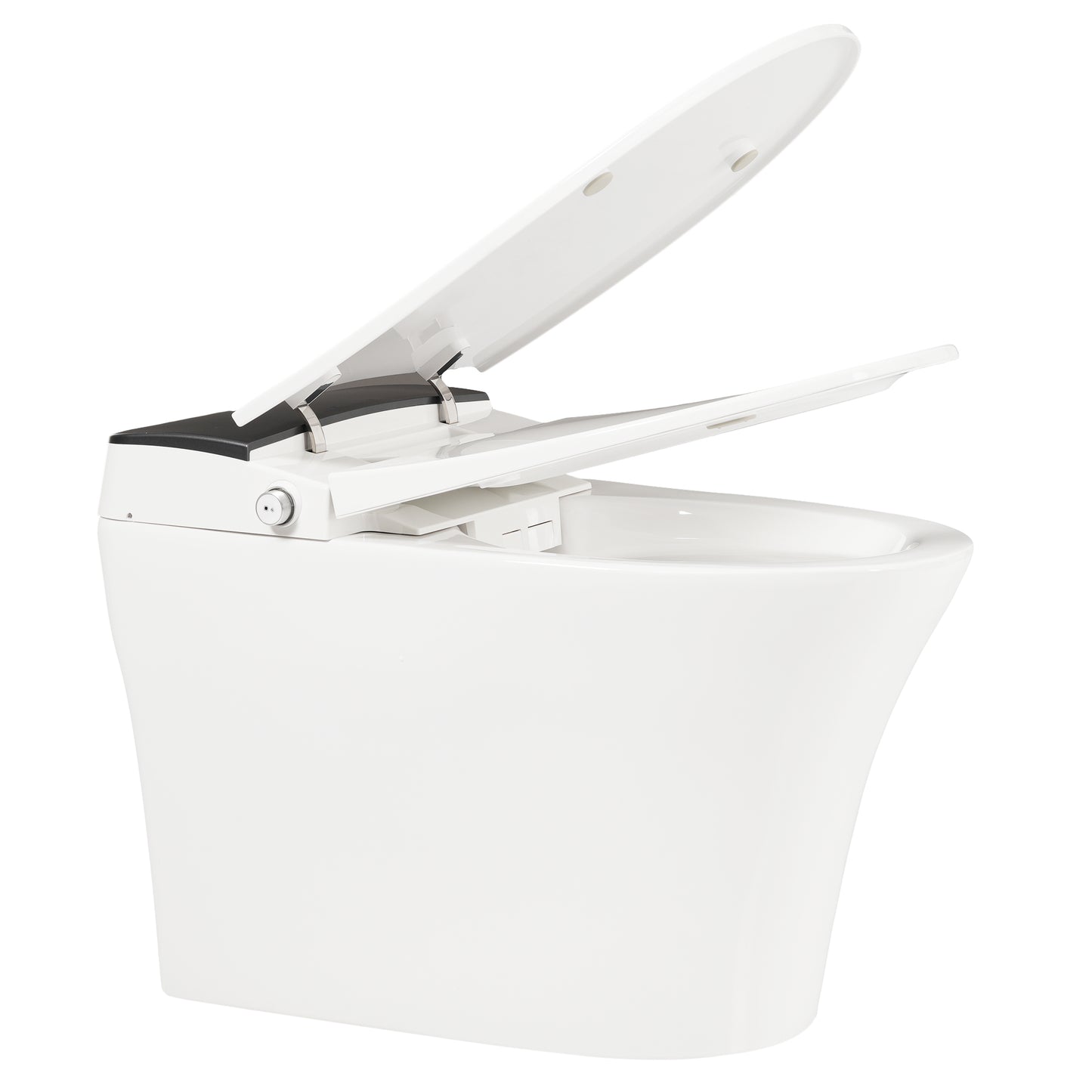 Heated Seat Smart Toilet, One Piece Toilet, Automatic Flush Tankless Toilet without Bidet, with Foot sensor Flush, Blue Night Light, Knob Control, Power Outage Flushing, Soft Close Cover,White image 9