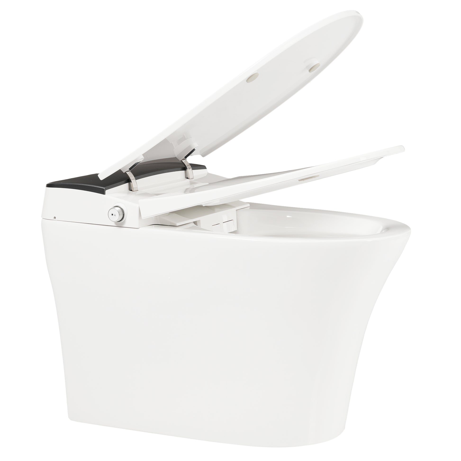 Heated Seat Smart Toilet, One Piece Toilet, Automatic Flush Tankless Toilet without Bidet, with Foot sensor Flush, Blue Night Light, Knob Control, Power Outage Flushing, Soft Close Cover,White image 9