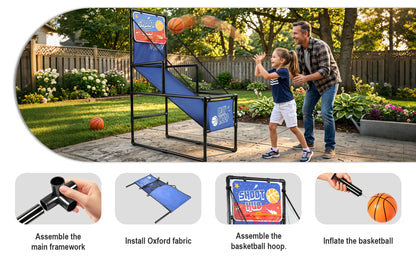 Kids Single Shot Basketball Arcade Game, Indoor Basketball Hoop with 2 Balls & Pump, Foldable Stand for Toddlers & Children image 5