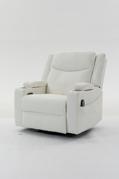 Extra Wide Power Recliner Chair 270° Swivel with Heat Massage - USB & Type C Charging Port - Velvet Swivel Reclining Chair for Living Room Bedroom Office image 4