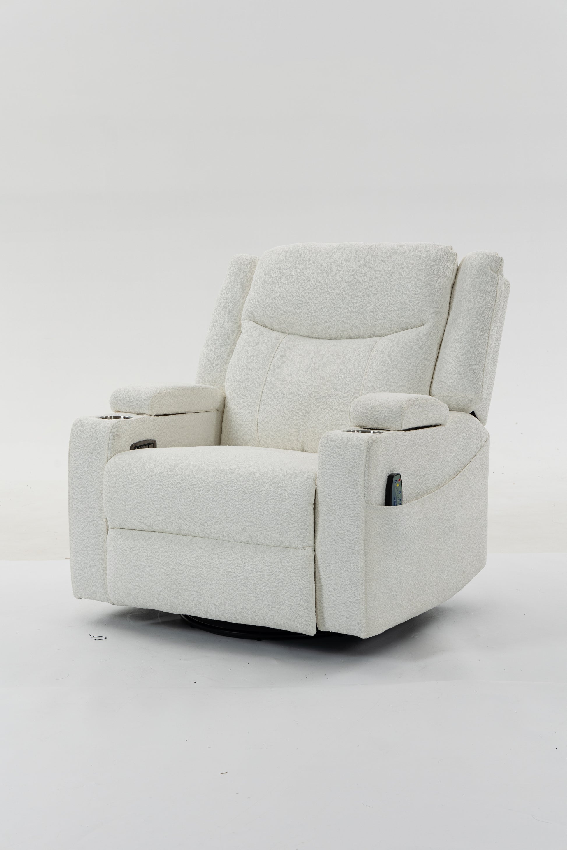 Extra Wide Power Recliner Chair 270° Swivel with Heat Massage - USB & Type C Charging Port - Velvet Swivel Reclining Chair for Living Room Bedroom Office image 4
