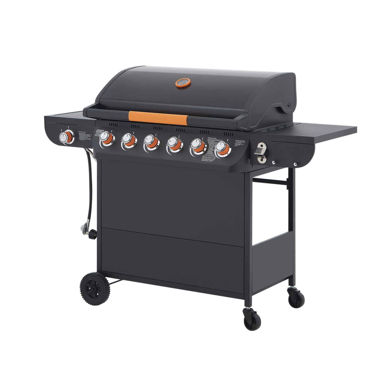 6 Burner BBQ Propane Gas Grill with Side Burner 72000 BTU Output Stainless Steel Barbecue Grill with Cast Iron Grates and Side Tables for Outdoor Cooking Kitchen and Patio Backyard. image 9
