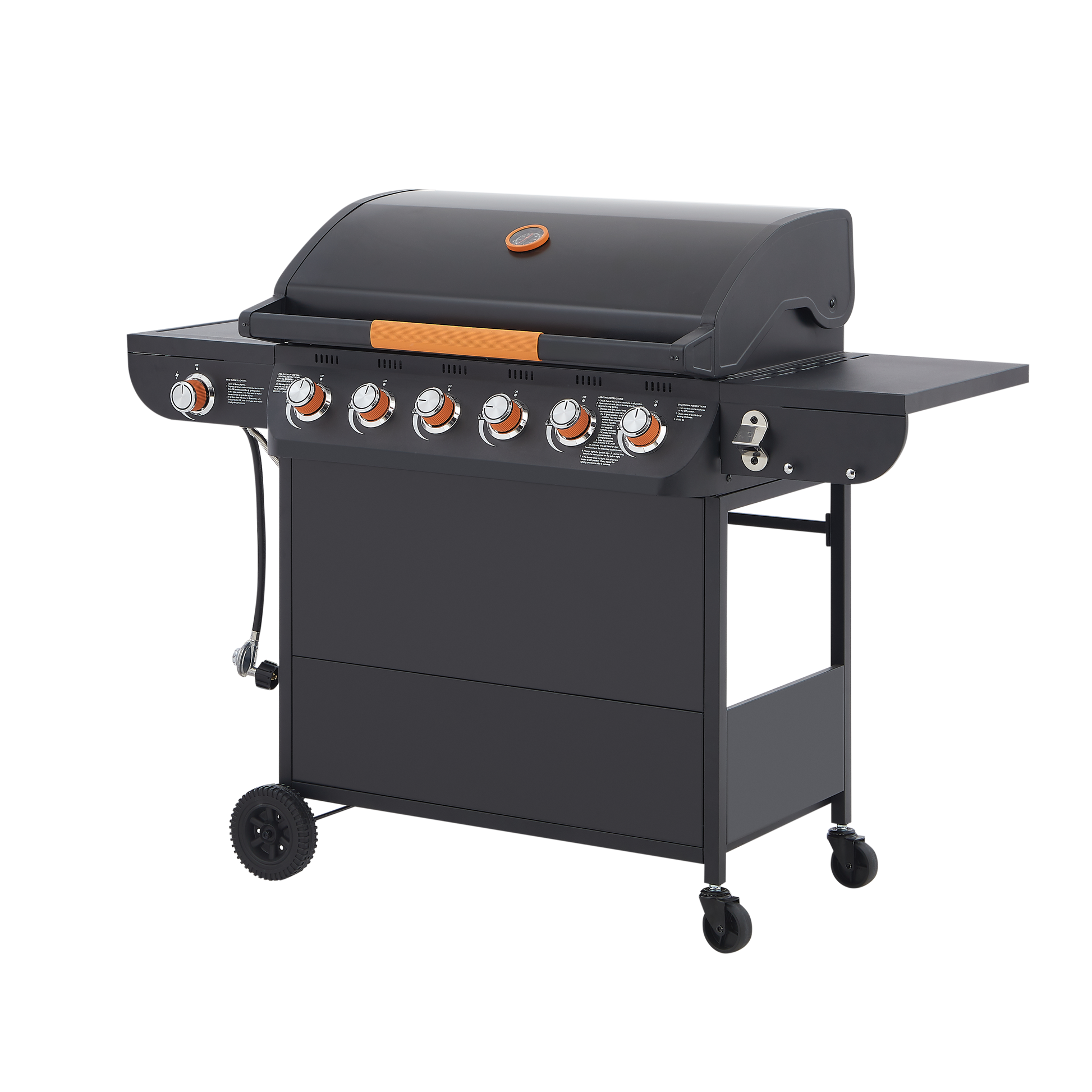 6 Burner BBQ Propane Gas Grill with Side Burner 72000 BTU Output Stainless Steel Barbecue Grill with Cast Iron Grates and Side Tables for Outdoor Cooking Kitchen and Patio Backyard. image 9