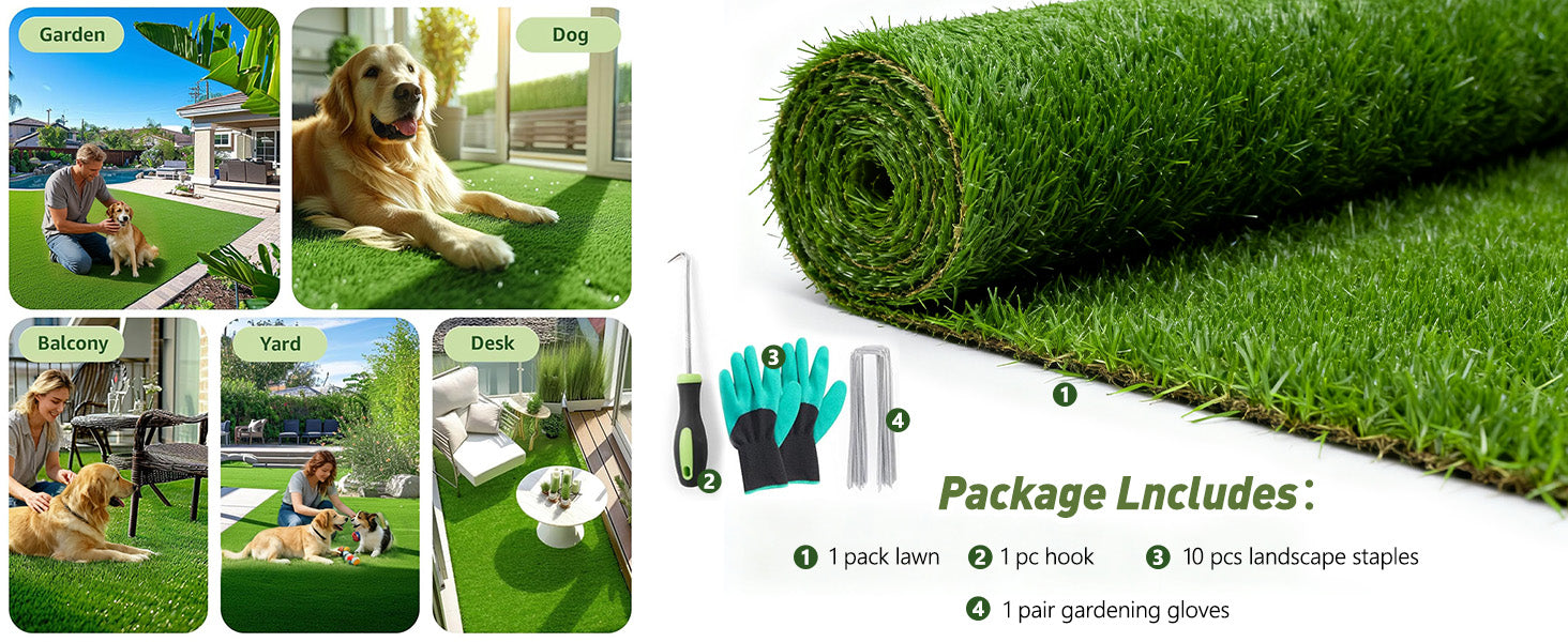 Realistic Deluxe Artificial Grass Synthetic Thick Lawn Turf Carpet (7 FT x15 FT (105 Square FT)) image 6