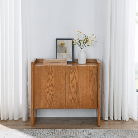 Walnut-colored Sideboard, Buffet Cabinet with Storage, Rustic Storage Cabinet for Entryway, Hallway, Living Room, Kitchen, Dining Room, 33.9"×15"×31.5" image 1