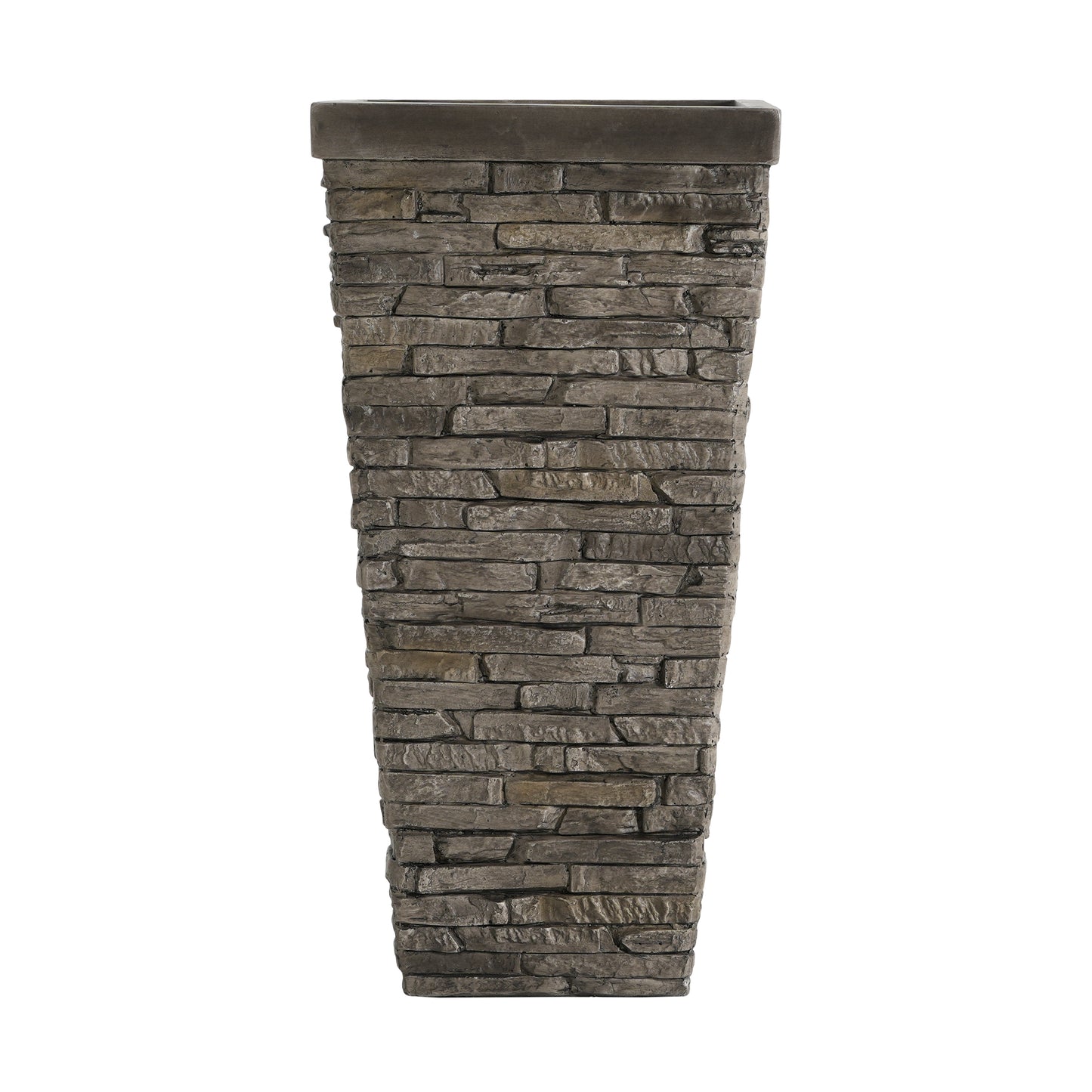 Tall Grey Stone-Effect MGO Planter - Indoor Outdoor Tall Square Plant Pot with Realistic Brick Texture, Weatherproof Heavy-Duty Container for Trees, Shrubs & Large Plants image 9