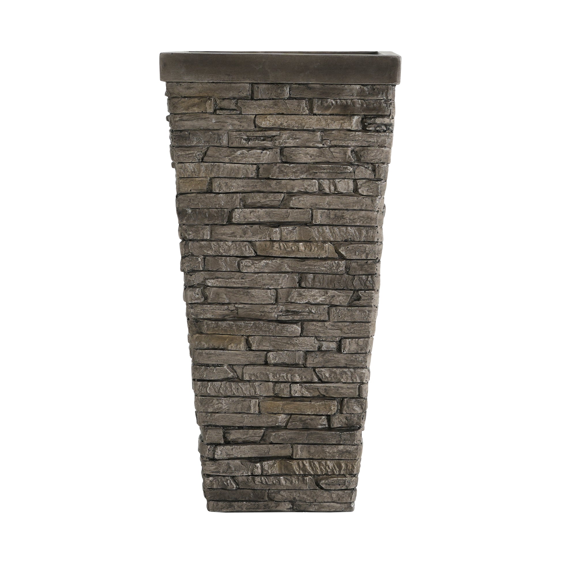 Tall Grey Stone-Effect MGO Planter - Indoor Outdoor Tall Square Plant Pot with Realistic Brick Texture, Weatherproof Heavy-Duty Container for Trees, Shrubs & Large Plants image 9