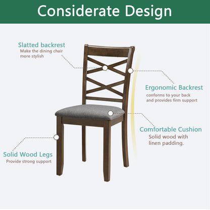 Dining Chairs Only, Wooden Dining Chairs Set of 4, Kitchen Chair with Padded Seat, Upholstered Side Chair for Dining Room, Living Room, Walnut image 5
