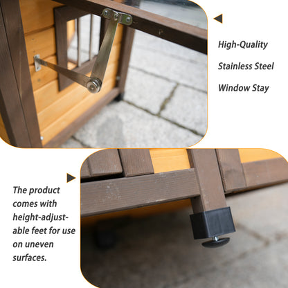 45 Inch Solid Wood Dog House, Cozy Outdoor Shelter for Medium & Small Dogs with Lockable Ventilated Door, Waterproof Insulated Felt Roof & Charming Design image 8