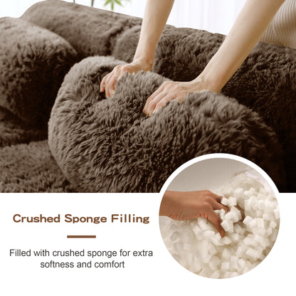 U-shaped Boneless Sofa 32D High Density Sponge Bottom Anti-Slip Design With Chaise Free Combination Full-compression Vacuum Packaging Deep Seat Design For Bedroom,Study,And Home Theater, Chocolate image 11