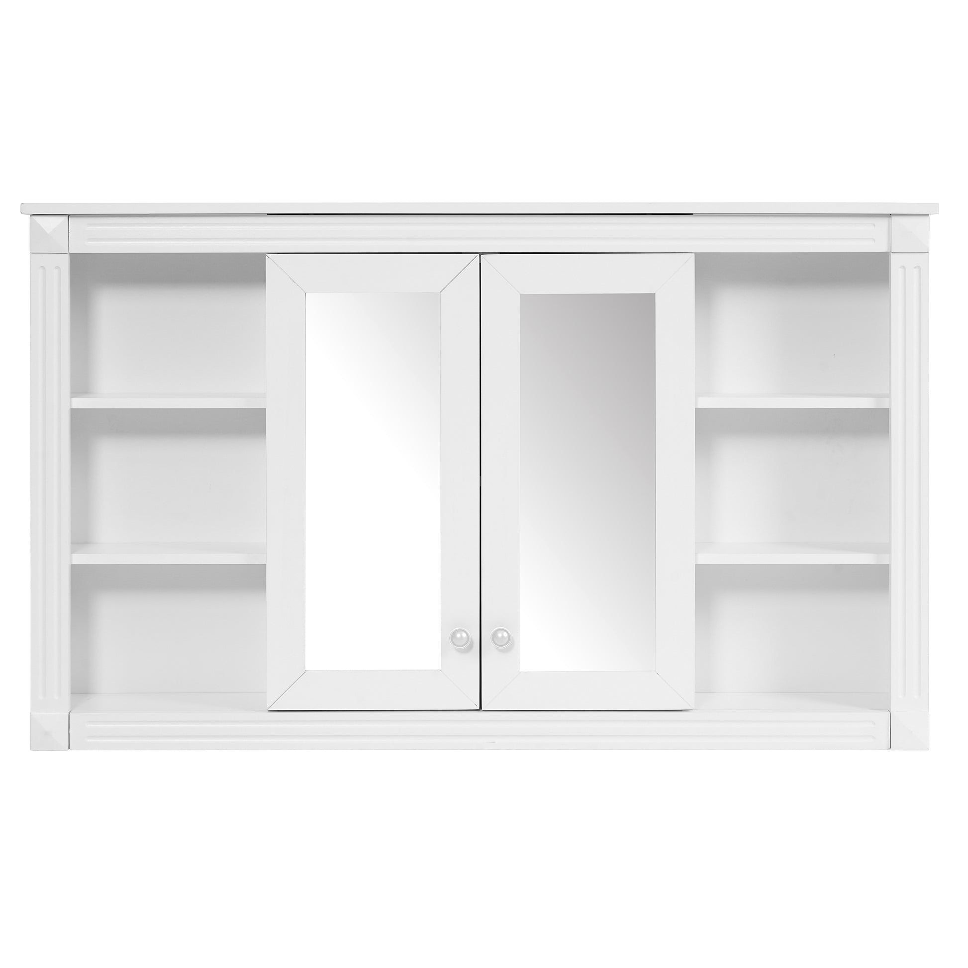 47 Inch Bathroom Mirror Cabinet with Storage, Adjustable Shelf and Open Shelves, Wall Mounted Medicine Cabinet for Bathroom, Bedroom, Vanity image 11