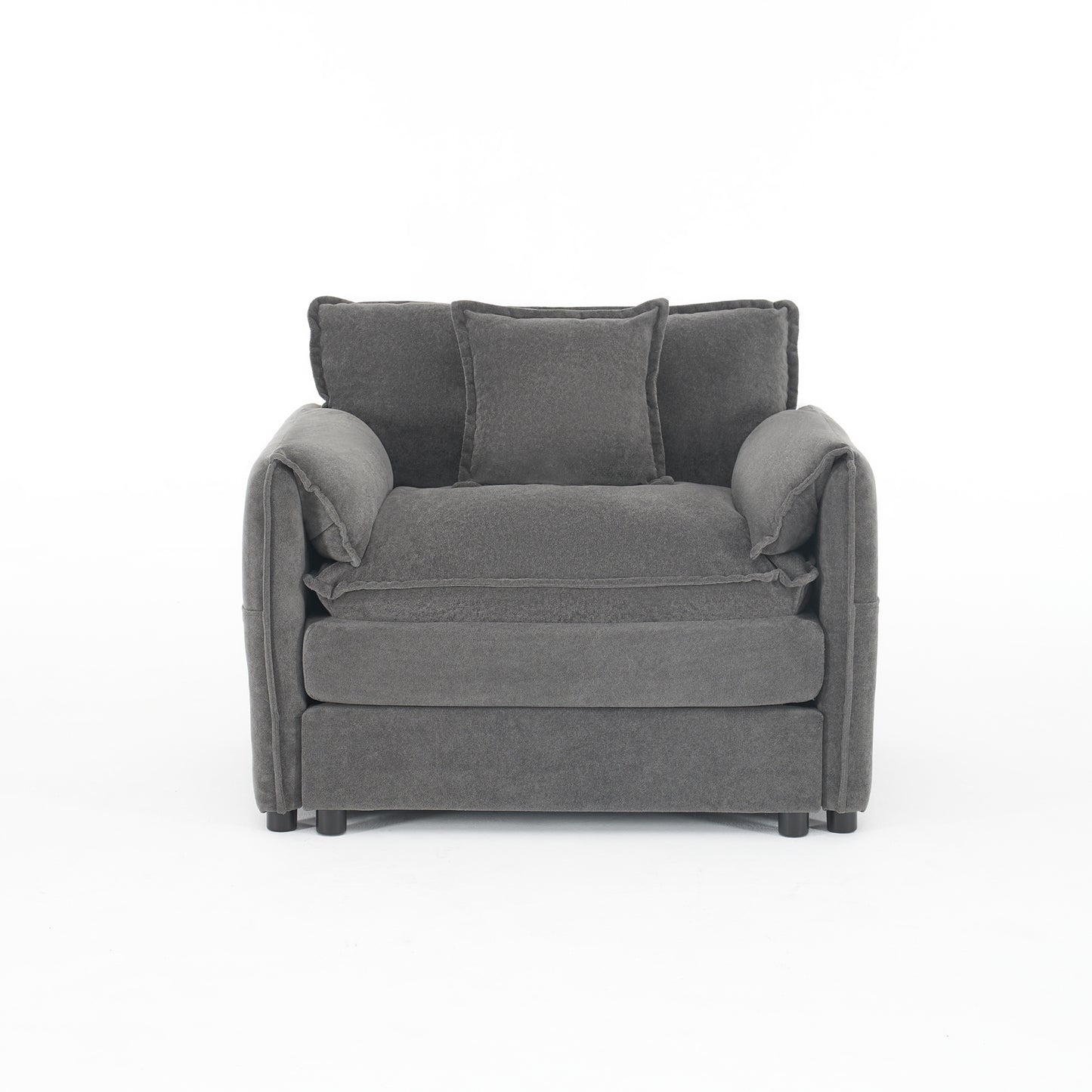 Oversized 41.73" Sofa Chair, Modern Upholstered Armchair with 1 Toss Pillow, Modular Sectional Sofa for Living Room, Deep Seat Reading Sofa for Bedroom Apartment, DIY Combination Chenille,Grey image 12