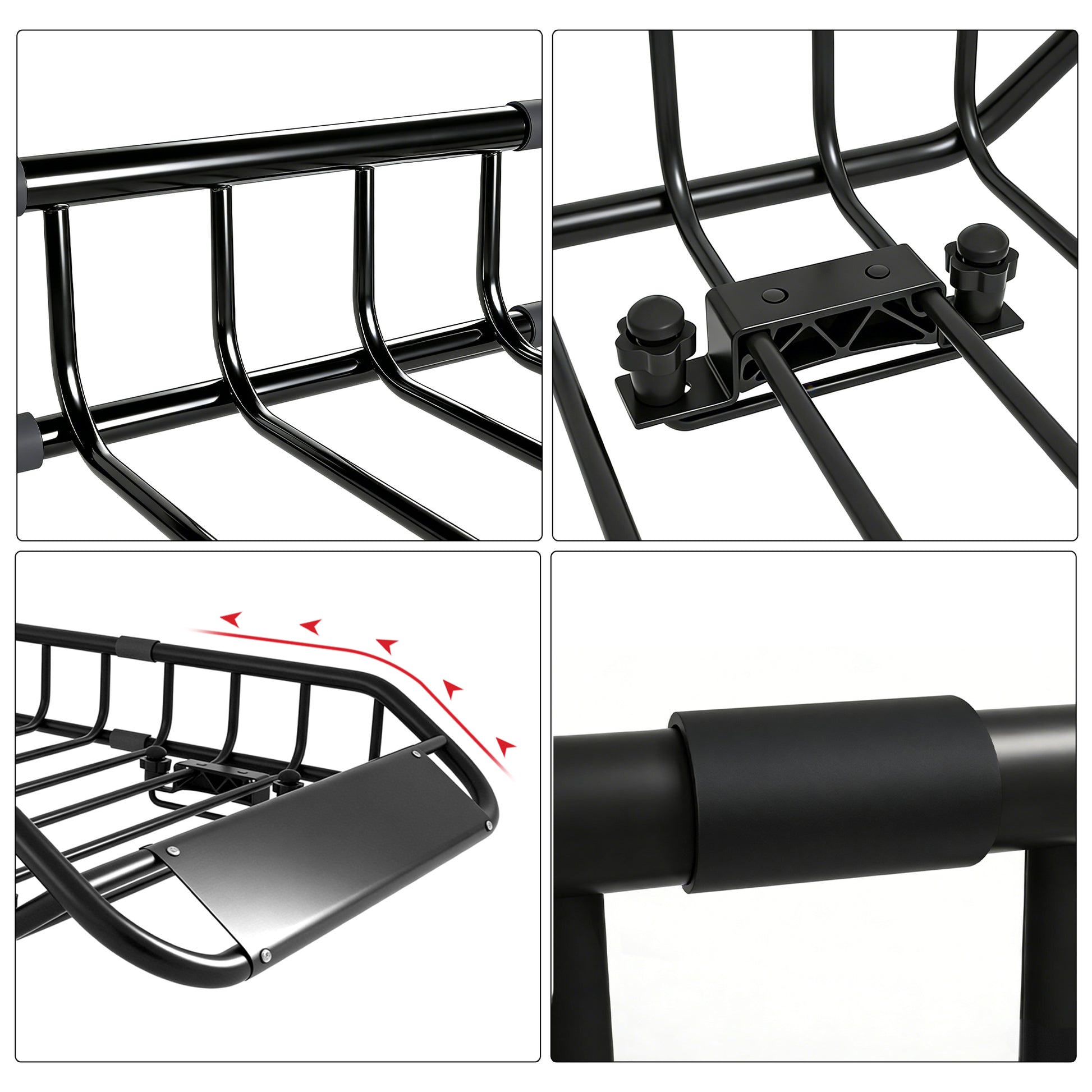 Roof Rack Cargo Basket 50"(L) x 36"(W) x 5.1"(H) Extendable Universal Rooftop Luggage Carrier for Truck Cars SUV with Waterproof Cargo Bag, Cargo Net, Ratchet Straps & Outdoor Combination Lock image 2