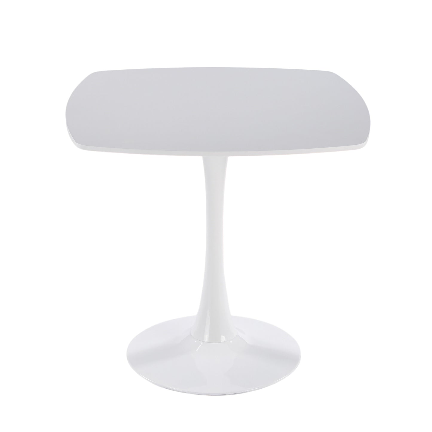 White Square Tulip Table for 2-3 Person, 24" Small Dining Table with Metal Pedestal Base, Modern Kitchen Table for Small Space, Apartment, Bistro, Cafe, Office & Living Room, Matte White MDF Top image 8