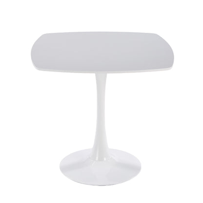 White Square Tulip Table for 2-3 Person, 24" Small Dining Table with Metal Pedestal Base, Modern Kitchen Table for Small Space, Apartment, Bistro, Cafe, Office & Living Room, Matte White MDF Top image 8