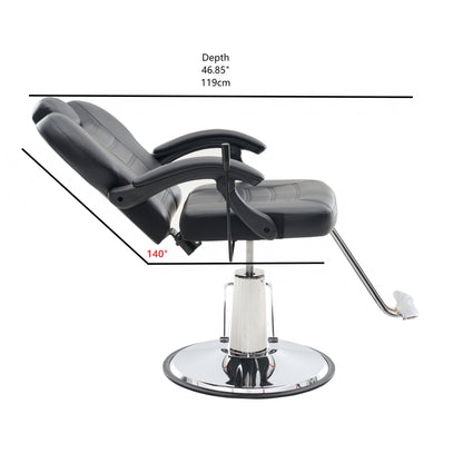 90°-150° Reclining Barber Chairs for Barbershop, Heavy Duty Hydraulic Pump 360°Swivel Salon Chair for Hair Stylist -Black image 12