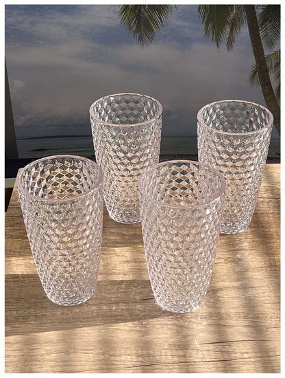 Diamond Cut Acrylic Glasses Drinking Set of 4 (19oz), Plastic Drinking Glasses, BPA Free Cocktail Glasses, Drinkware Set image 2