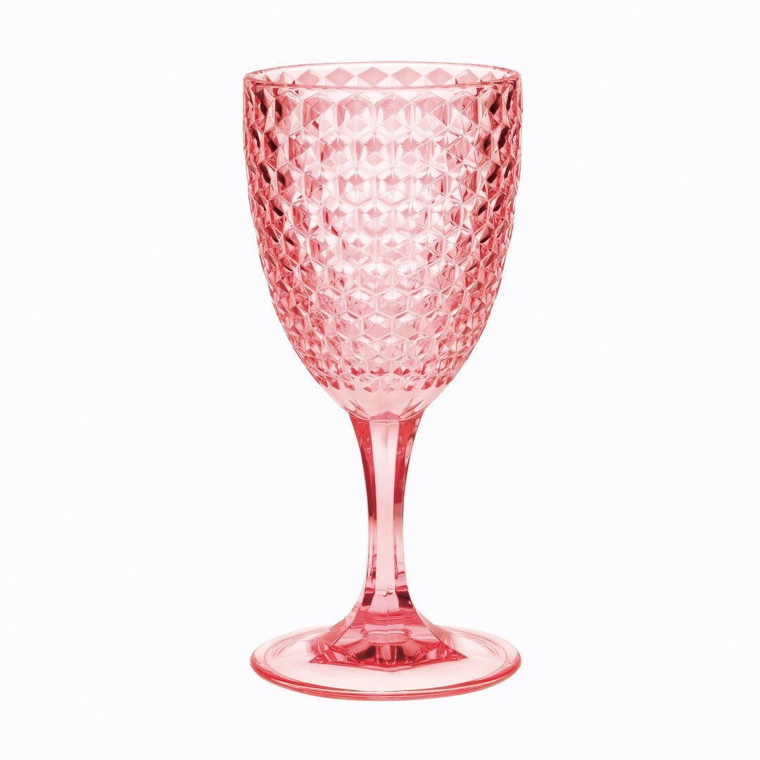 Diamond Cut Plastic Wine Glasses Set of 4 (12oz), BPA Free Acrylic Wine Glass Set, Unbreakable Red Wine Glasses, White W image 1