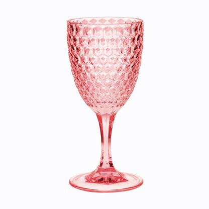 Diamond Cut Plastic Wine Glasses Set of 4 (12oz), BPA Free Acrylic Wine Glass Set, Unbreakable Red Wine Glasses, White W image 1