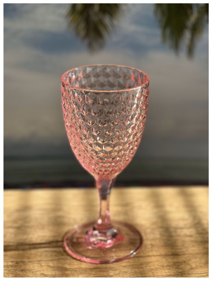 Diamond Cut Plastic Wine Glasses Set of 4 (12oz), BPA Free Acrylic Wine Glass Set, Unbreakable Red Wine Glasses, White W image 2