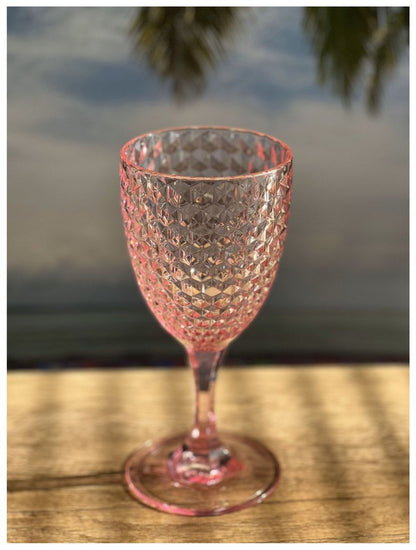Diamond Cut Plastic Wine Glasses Set of 4 (12oz), BPA Free Acrylic Wine Glass Set, Unbreakable Red Wine Glasses, White W image 2