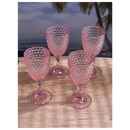 Diamond Cut Plastic Wine Glasses Set of 4 (12oz), BPA Free Acrylic Wine Glass Set, Unbreakable Red Wine Glasses, White W image 4